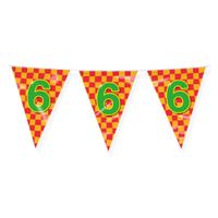 Verjaardag 6 jaar thema Vlaggetjes - Feestversiering - 10m - Folie - Dubbelzijdig Verjaardag 6 jaar thema Vlaggetjes - Feestversiering - 10m - Folie - Dubbelzijdig