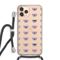 Smiley watermeloenprint: iPhone 11 Pro Max Transparant Hoesje met koord