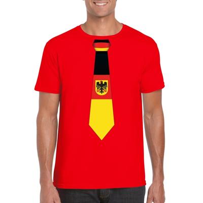 Supporters T-shirt - rood - met vlag Duitsland kleuren stropdas - heren - korte mouw