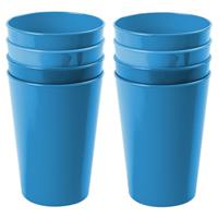 Onbreekbare drinkglazen - set 8x stuks - kunststof - blauw - 300 ml - camping/outdoor/kinderen