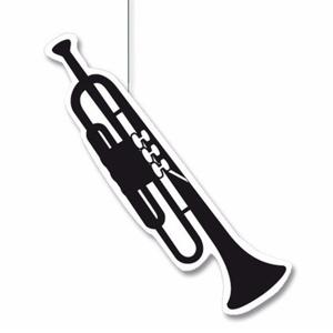 Hangdecoratie trompet - 42 cm - papier/karton - brandvertragend - muziek thema versiering