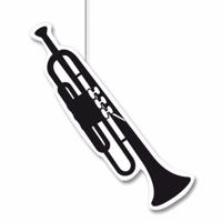 Hangdecoratie trompet - 42 cm - papier/karton - brandvertragend - muziek thema versiering