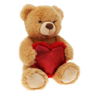 Pluche knuffelbeer/teddybeer met hartje - licht bruin - 26 cm   -