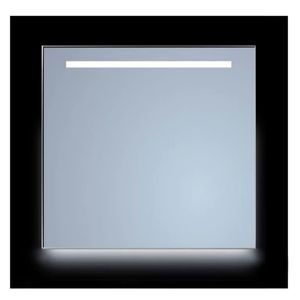 Spiegel Sanicare Q-Mirrors 90x70 cm Vierkant Met Aan De Bovenkant & Onderzijde LED Cold White, Omlijsting Mat Zwart incl. ophangmateriaal Zonder