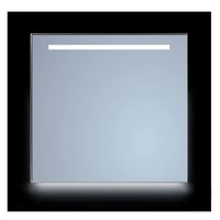 Spiegel Sanicare Q-Mirrors 90x70 cm Vierkant Met Aan De Bovenkant & Onderzijde LED Cold White, Omlijsting Mat Zwart incl. ophangmateriaal Zonder