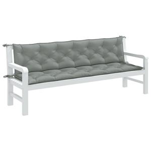 VidaXL Tuinbankkussens 2 st 200x50x7 cm stof gemêleerd lichtgrijs