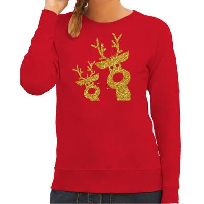Bellatio Decorations foute kersttrui - sweater - dames - gouden rendieren - zwart - glitter goud Bellatio Decorations foute kersttrui - sweater - dames - gouden rendieren - zwart - glitter goud