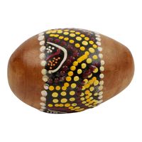 Handgeverfd Maracas Ei / Sambabal Geel-Bruin M - thumbnail