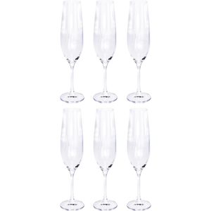 10x Champagneglazen/flutes 26 cl/260 ml van kristalglas