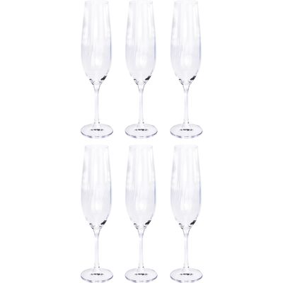 10x Champagneglazen/flutes 26 cl/260 ml van kristalglas