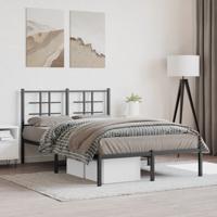 Bedframe met hoofdbord metaal zwart 120x200 cm - thumbnail