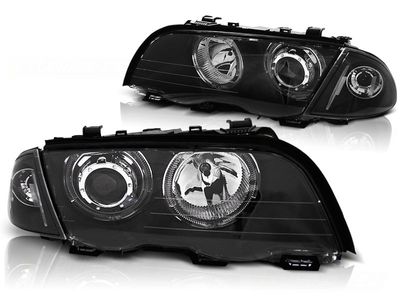 Tuning-Tec Koplampen dual halo rims BMW E46 05 98-08 01 S/T ANGEL EYES LED ZWART