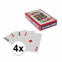 Speelkaarten set - 4x pakje met 54 kaarten - met plastic coating