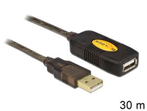 DeLOCK 30m, USB2.0 - USB2.0 USB-kabel USB A Zwart