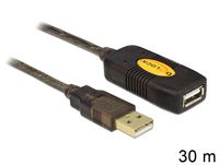 DeLOCK 30m, USB2.0 - USB2.0 USB-kabel USB A Zwart - thumbnail