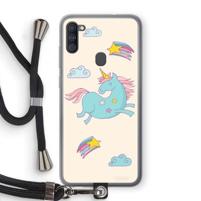 Vliegende eenhoorn: Samsung Galaxy A11 Transparant Hoesje met koord
