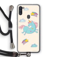 Vliegende eenhoorn: Samsung Galaxy A11 Transparant Hoesje met koord