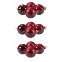 12x stuks glazen kerstballen rood/donkerrood 10 cm mat/glans