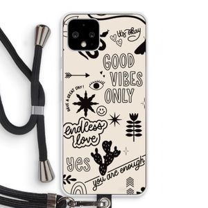 Good vibes: Pixel 4 Transparant Hoesje met koord