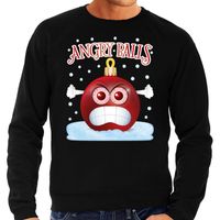 Foute kerst sweater / trui Angry balls zwart heren - thumbnail