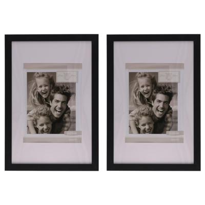 Fotolijstje Paris - 2x - 20 x 30 cm - zwart - met passe partout - 15 x 20 cm - hout