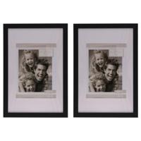 Fotolijstje Paris - 2x - 20 x 30 cm - zwart - met passe partout - 15 x 20 cm - hout