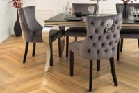 Chesterfield Stoel CASTLE DELUXE Grijs Fluweel met Leeuwenkoppen - 45732