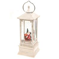 Snowglobe glitter lantaarn - antiek wit - D10,5 x H28,5 cm - met licht en muziek Snowglobe glitter lantaarn - antiek wit - D10,5 x H28,5 cm - met licht en muziek