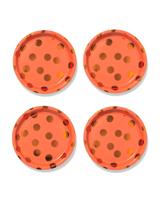 HEMA Bordjes ⌀23cm papier oranje stippen - 4 stuks (oranje)