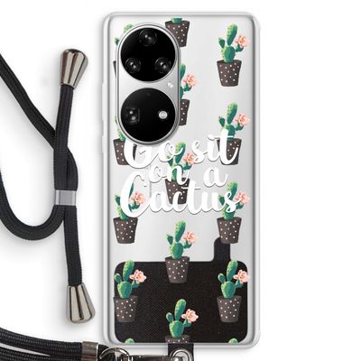 Cactus quote: Huawei P50 Pro Transparant Hoesje met koord