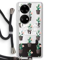 Cactus quote: Huawei P50 Pro Transparant Hoesje met koord
