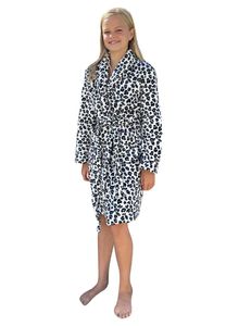 Fleece kinderbadjas panter zwart wit-XL (152/158)