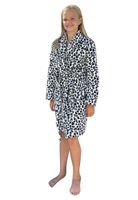 Fleece kinderbadjas panter zwart wit-XL (152/158)