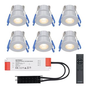 Milano - 6x inbouwspots veranda - Dimbaar LED - Complete set met afstandsbediening - Plug & Play - 12 Volt 3 watt - 2700K 200 lumen - IP65 waterdicht