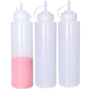 Doseerfles/sausfles transparant - 3x - kunststof - met schenktuit - 750 ml - 28 x 7 cm