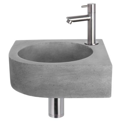 Differnz Cleo fonteinset beton donkergrijs - kraan recht - 31.5 x 31.5 x 10 cm - mat chroom
