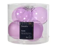 Kerstballen Glas Ø6cm Transparant Fris Lila 6st Kerstballen Glas Ø6cm Transparant Fris Lila 6st