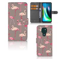 Motorola Moto G9 Play | E7 Plus | Telefoonhoesje | Met pasjeshouder | Flamingo