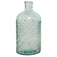 Vaas/bloemenvaas van gerecycled glas - D14 x H28 cm - transparant - Vazen - thumbnail