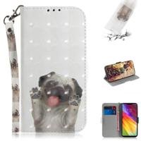 3D gekleurde tekening hond patroon horizontale Flip lederen case voor LG Q Stylo 5 met houder & kaartsleuven & portemonnee