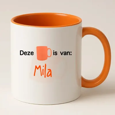 Mok met naam (oranje)