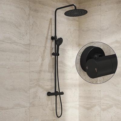 Regendouche set SaniClear Evolution Curved | Opbouw | 20 cm | Mengkraan | Incl.Handdoucheset | Zwart Mat