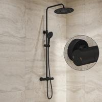 Regendouche set SaniClear Evolution Curved | Opbouw | 20 cm | Mengkraan | Incl.Handdoucheset | Zwart Mat