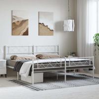 Bedframe met hoofd- en voeteneinde metaal wit 193x203 cm