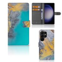 Samsung Galaxy S23 Ultra | Bookcase | Marble Blue Gold