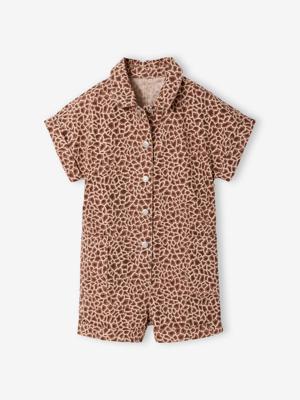 Combishort meisjes van twill katoen beige