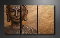 Schilderij - Boeddha, Bruin, 160X90cm, 3luik