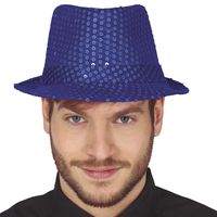 Guirca Glitter verkleed hoedje - blauw - verkleed accessoires - volwassenen/heren - met pailletten   - - thumbnail