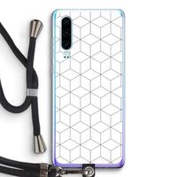 Zwart-witte kubussen: Huawei P30 Transparant Hoesje met koord