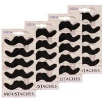 Mexicaanse snorren - 20x st - zwart - nepsnorren - plaksnorren - verkleedaccessoires